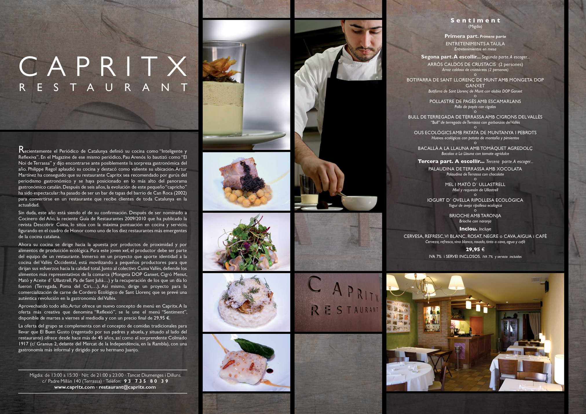 Diseño editorial para promoción del restaurante Capritx