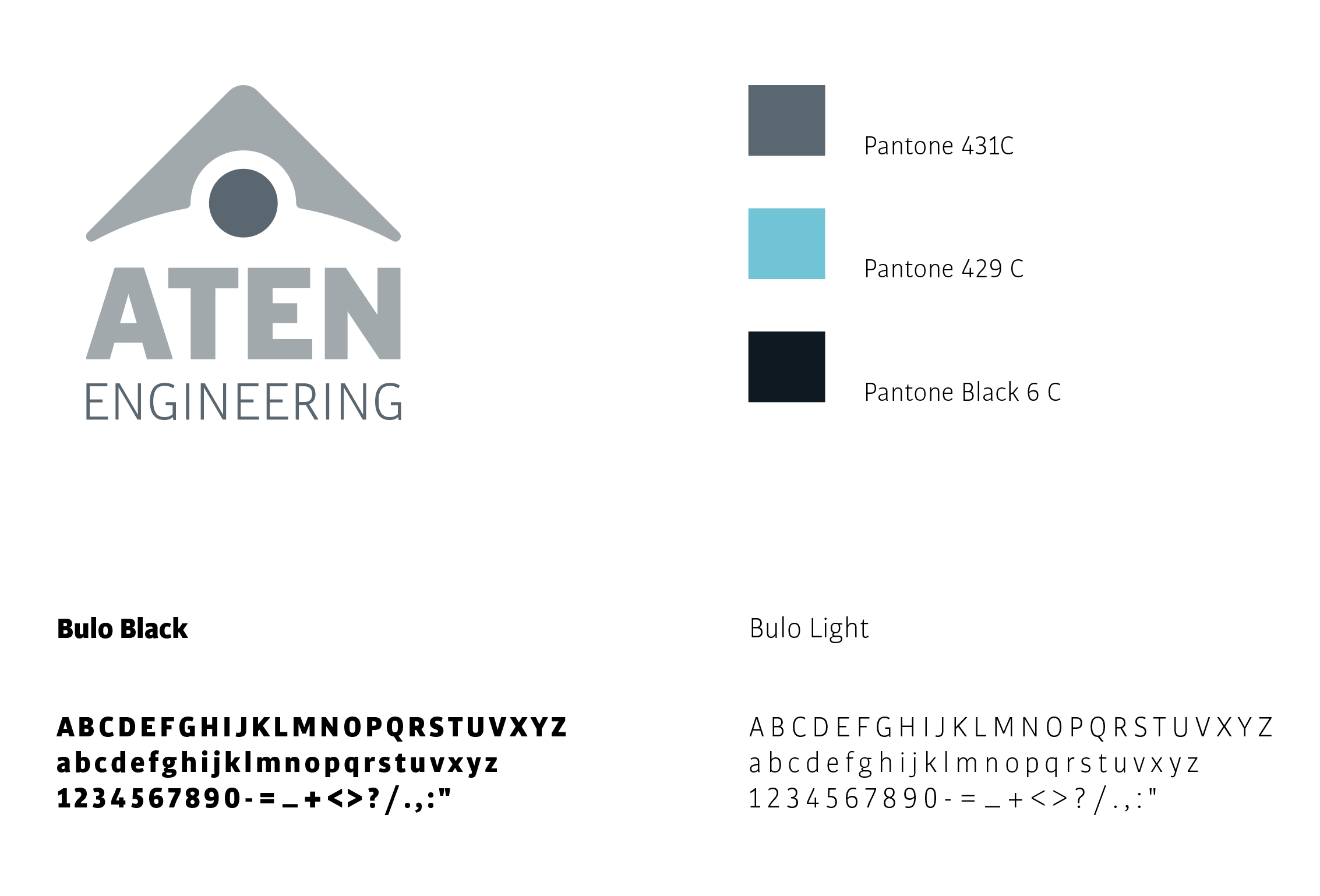 Composición con los colores y la tipografía corporativa de Aten Engineering