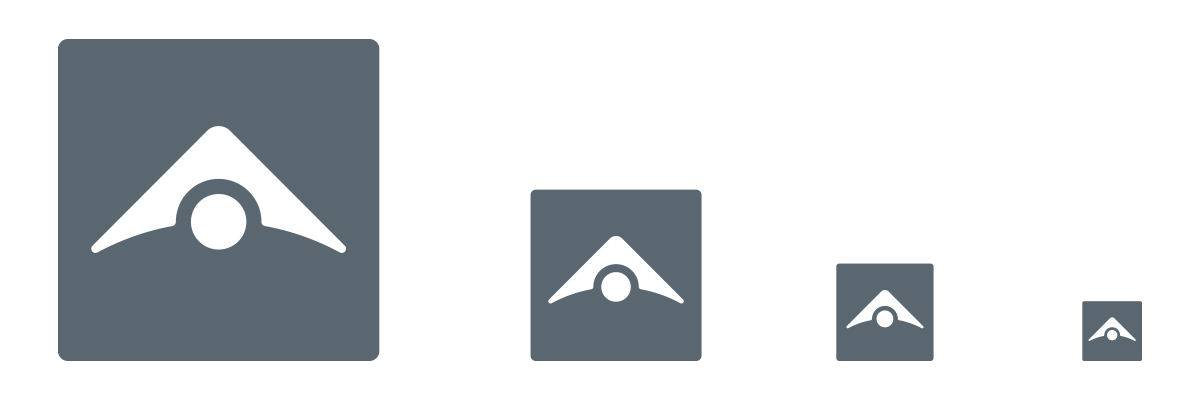 Iconos para redes sociales en diferentes tamaños con el isotipo y los colores corporativos de Aten Engineering