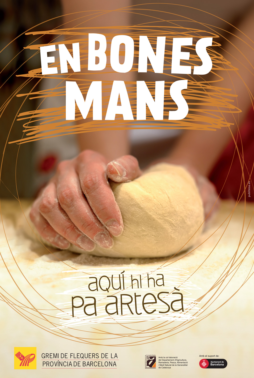 Imagen central de la campaña "En bones mans" para el Gremi de Flequers de Barcelona